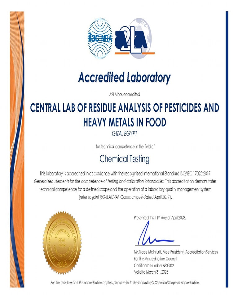 QCAP The Central Laboratory for analysis of pesticide residues and